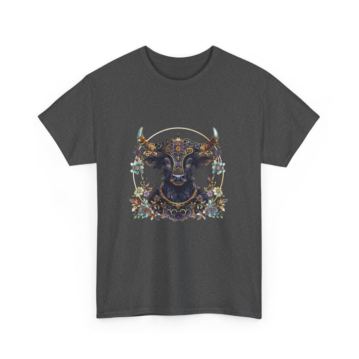 Boho Bull Graphic Tee | Unisex Heavy Cotton T-Shirt | Festival Wear, Gift for Nature Lovers, Casual Outfit, Animal Art