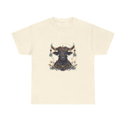 Boho Bull Graphic Tee | Unisex Heavy Cotton T-Shirt | Festival Wear, Gift for Nature Lovers, Casual Outfit, Animal Art