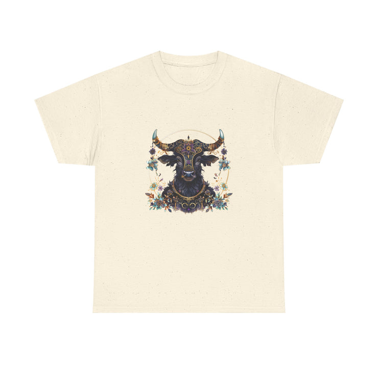 Boho Bull Graphic Tee | Unisex Heavy Cotton T-Shirt | Festival Wear, Gift for Nature Lovers, Casual Outfit, Animal Art