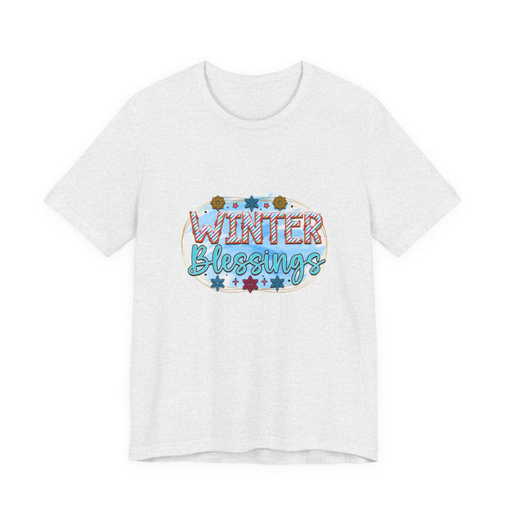 Winter Blessings Unisex Jersey Tee, Cozy Winter T-shirt, Holiday Gift, Seasonal Apparel, Comfortable Casual Wear