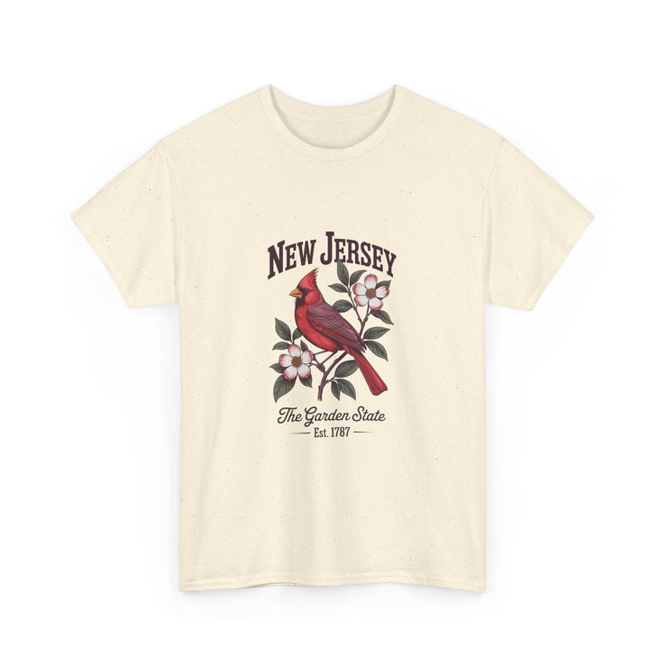 New Jersey Cardinal Tee, Vintage Style T-Shirt, Unisex Cotton Tee, Garden State Gift, Bird Lover Apparel, Casual Wear, USA States Design