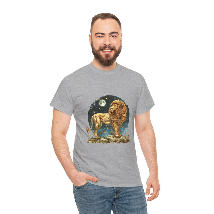 Majestic Lion Tee, Unisex Heavy Cotton Tee, Astrology T-Shirt, Animal Lover Gift, Birthday Present, Casual Style