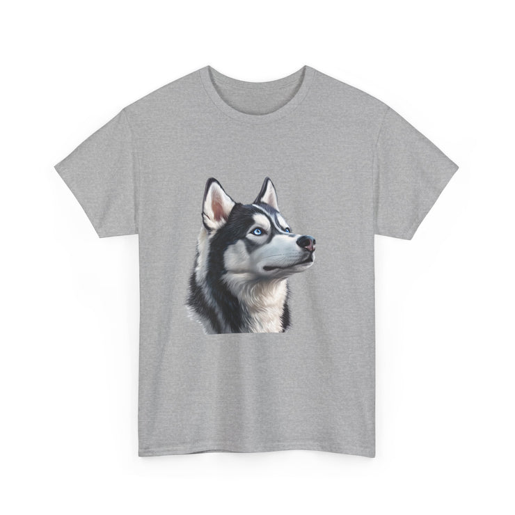 Siberian Husky Heavy Cotton Tee, Cozy Dog Lover Shirt, Unisex Graphic Tee, Pet Owner Gift, Cute Animal Apparel