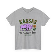 Kansas Sunflower State Tee, Unisex Heavy Cotton T-Shirt, Gift for Kansas Lovers, Cute State Pride Shirt, Fun Souvenir, Everyday Wear
