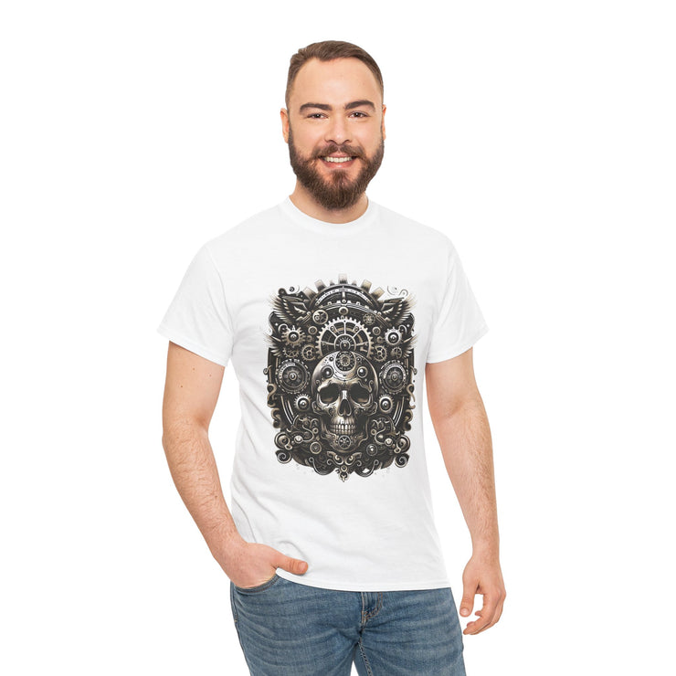 Gothic Skull Tee - Unisex Heavy Cotton T-Shirt, Unique Graphic Shirt, Casual Wear, Edgy Fashion, Gift for Him/Her, Halloween Style