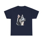Siberian Husky Heavy Cotton Tee, Cozy Dog Lover Shirt, Unisex Graphic Tee, Pet Owner Gift, Cute Animal Apparel