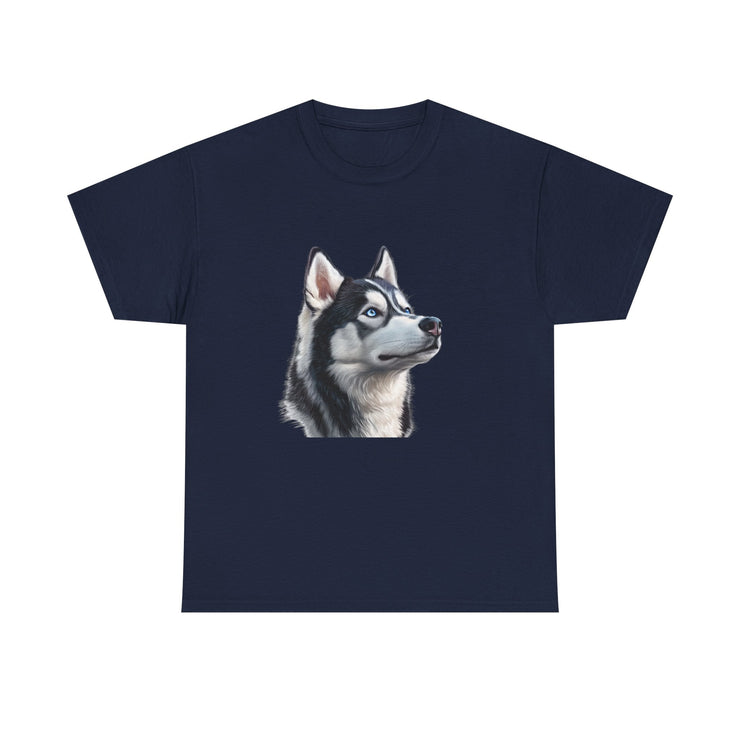 Siberian Husky Heavy Cotton Tee, Cozy Dog Lover Shirt, Unisex Graphic Tee, Pet Owner Gift, Cute Animal Apparel