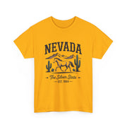 Nevada Graphic Unisex Heavy Cotton Tee, Casual Wear, State Pride Shirt, Travel Gift, Summer Clothing, USA States Design
