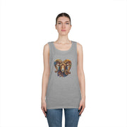 Bohemian Floral Ram Tank Top - Unisex Cotton Singlet, Artistic Apparel, Summer Wear, Festival Fashion, Nature Lover Gift