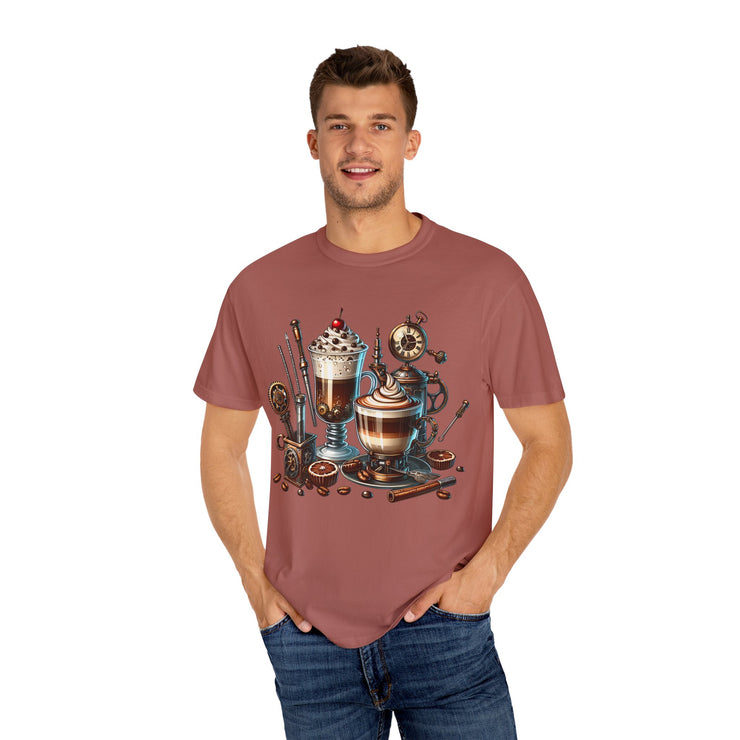 Coffee Lovers Unisex T-shirt, Cozy Café Style, Gift for Baristas, Perfect for Birthdays, Fun Beverage Art Tee