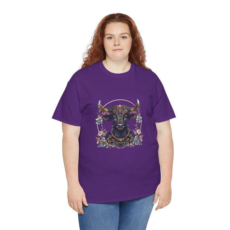 Boho Bull Graphic Tee | Unisex Heavy Cotton T-Shirt | Festival Wear, Gift for Nature Lovers, Casual Outfit, Animal Art