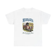 Nebraska Heritage Unisex Heavy Cotton Tee, Vintage State Shirt, Nebraska Flag Apparel, Midwest Pride T-Shirt, Cowpoke Style Tee, USA States Design