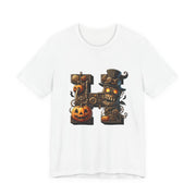 Halloween Themed Unisex Tee, Pumpkin Shirt, October Fest T-Shirt, Scary Skull Top, Spooky Shirt, Ghoulish Fashion