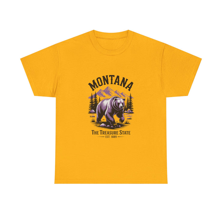 Montana Bear Graphic Tee | Unisex Heavy Cotton Tee, Adventure Shirt, Nature Lover Gift, Hiking Apparel, Travel Tee, Wilderness Wear, USA States Design