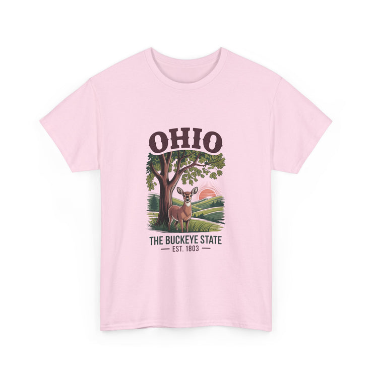 Ohio Vintage Graphic Tee, Unisex Cotton Shirt, Buckeye State Gift, Nature Lover Tee, Casual Wear, Ohio Pride Clothing, USA States Design