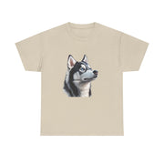 Siberian Husky Heavy Cotton Tee, Cozy Dog Lover Shirt, Unisex Graphic Tee, Pet Owner Gift, Cute Animal Apparel