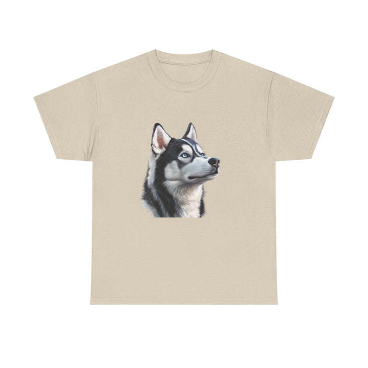 Siberian Husky Heavy Cotton Tee, Cozy Dog Lover Shirt, Unisex Graphic Tee, Pet Owner Gift, Cute Animal Apparel