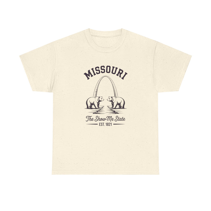 Missouri Bears Unisex Heavy Cotton Tee, Gift for Missouri Residents, State Pride Shirt, Casual Wear, Summer Tee, Vintage Style T-Shirt