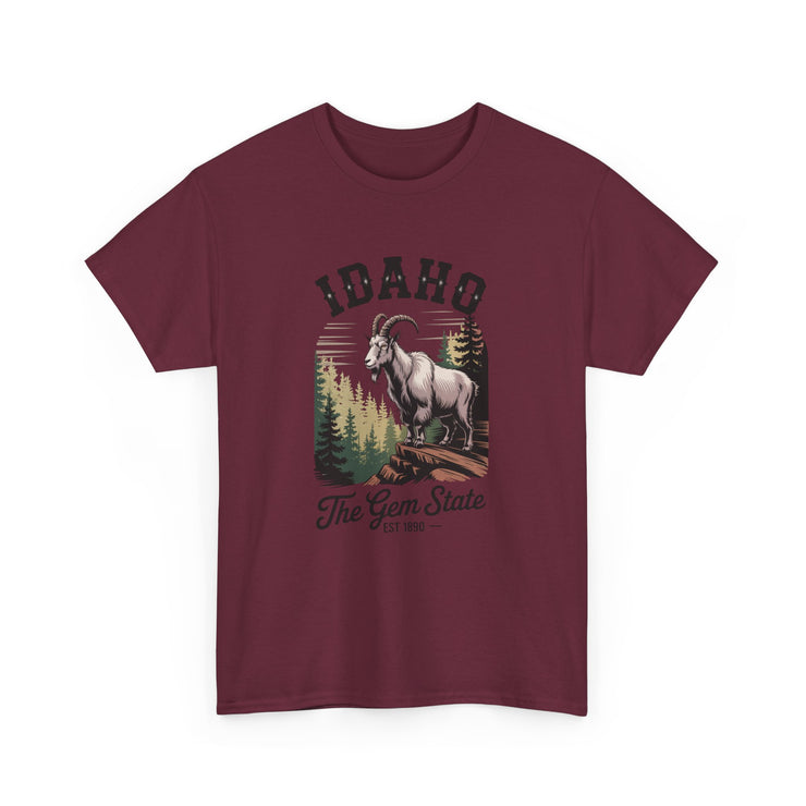 Idaho Gem State Tee, Unisex Heavy Cotton Shirt, Vintage Idaho Style T-Shirt, Nature Lover Apparel, Gift for Idaho Residents, USA States Design