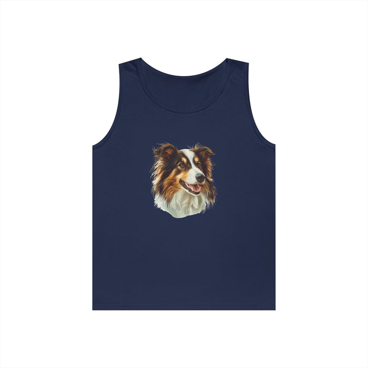 Dog Lover's Unisex Heavy Cotton Tank Top - Cute Pet Art, Custom Gift for Dog Owners, Summer Casual Wear, Animal Lover Apparel