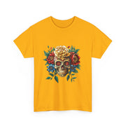 Floral Skull Tee - Unisex Heavy Cotton | Boho Style Shirt, Festival Wear, Gothic Aesthetic, Unique Gift, Casual Everyday Top