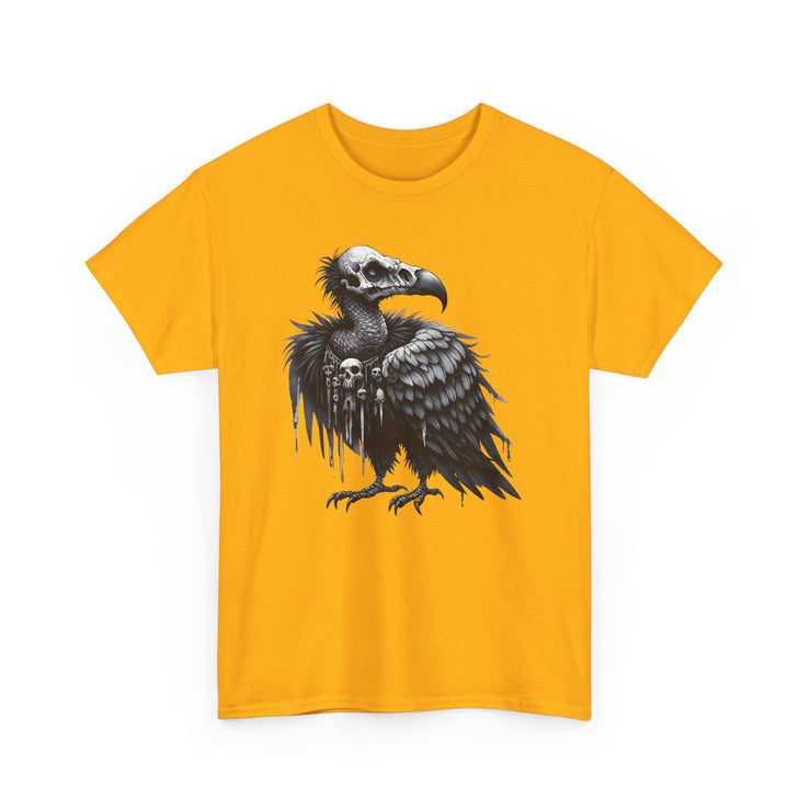 Gothic Vulture Tee, Unisex Heavy Cotton T-Shirt, Edgy Graphic Shirt for Music Lovers, Halloween T-Shirt, Alternative Fashion