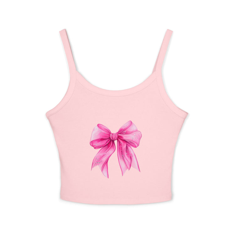 Pink Bow Spaghetti Strap Tank Top, Cute Summer Top, Women’s Fashion, Gift for Her, Casual Outfit, Beachwear
