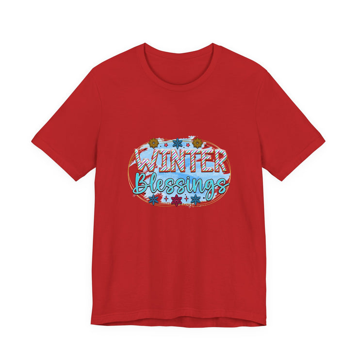 Winter Blessings Unisex Jersey Tee, Cozy Winter T-shirt, Holiday Gift, Seasonal Apparel, Comfortable Casual Wear
