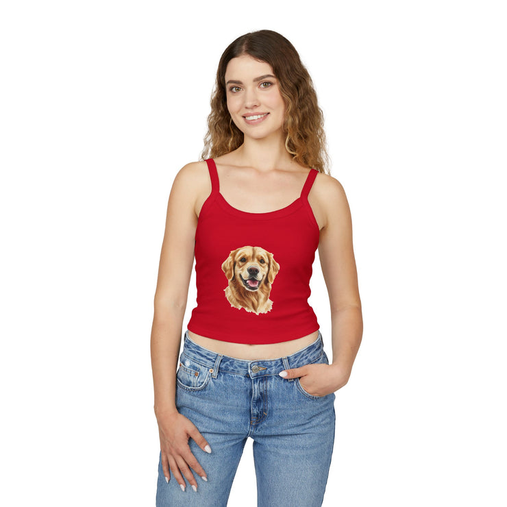Golden Retriever Dog Lover's Spaghetti Strap Tank Top, Cute Pet Apparel, Gift for Dog Moms, Summer Top, Animal Lover Shirt