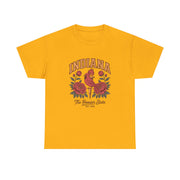 Indiana Floral T-Shirt, Unisex Heavy Cotton Tee for Hoosier State Lovers, Casual Wear, Gift for Indiana Residents, Summer Style