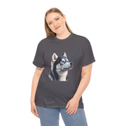 Siberian Husky Heavy Cotton Tee, Cozy Dog Lover Shirt, Unisex Graphic Tee, Pet Owner Gift, Cute Animal Apparel