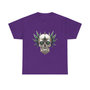 Skull & Greenery Unisex Heavy Cotton Tee - Edgy Graphic Shirt for Casual Wear, Festival Clothing, Gift for Him/Her, Summer Vibes.