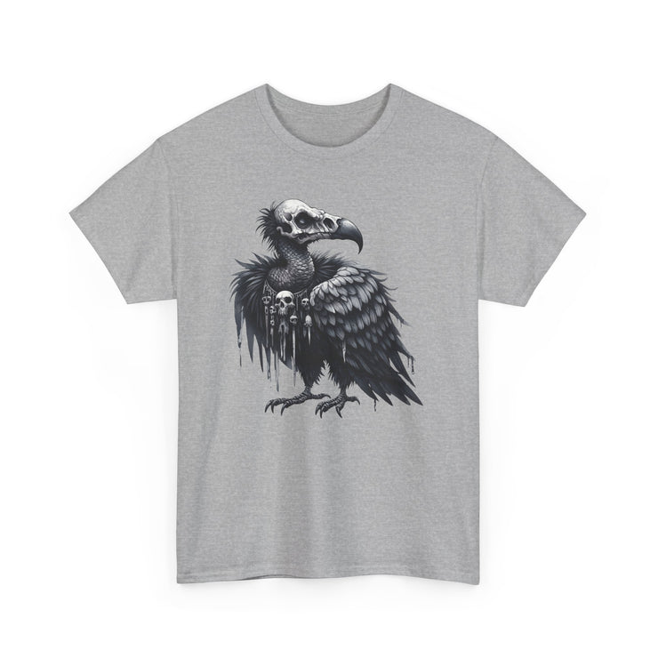 Gothic Vulture Tee, Unisex Heavy Cotton T-Shirt, Edgy Graphic Shirt for Music Lovers, Halloween T-Shirt, Alternative Fashion