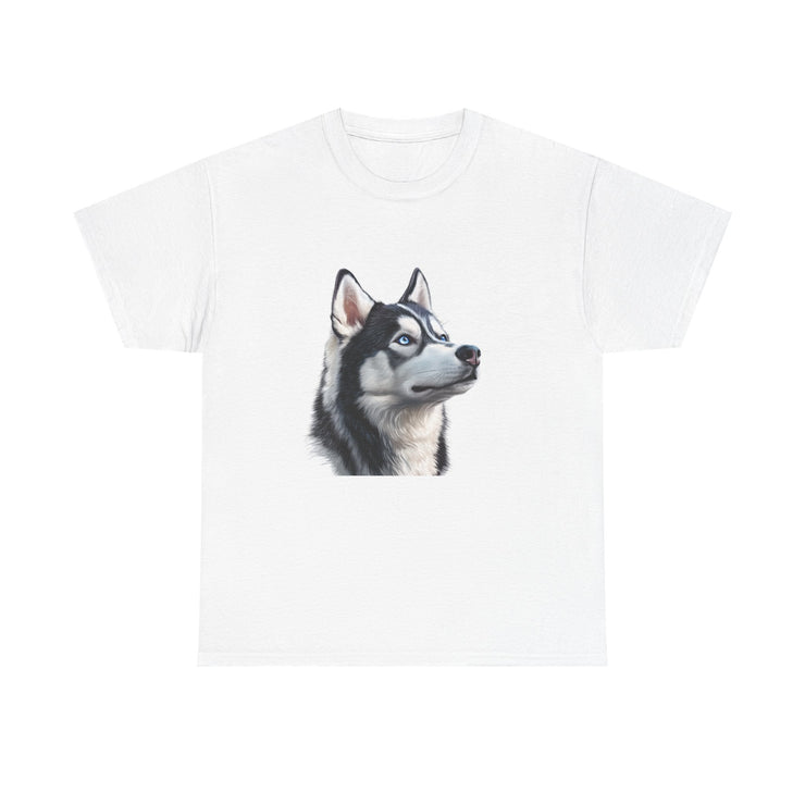 Siberian Husky Heavy Cotton Tee, Cozy Dog Lover Shirt, Unisex Graphic Tee, Pet Owner Gift, Cute Animal Apparel