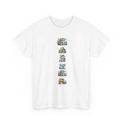 Colorful Cartoon Animal Unisex Heavy Cotton Tee - Gift for Animal Lovers, Cute T-Shirt for Kids & Adults, Fun Birthday, Casual Wear