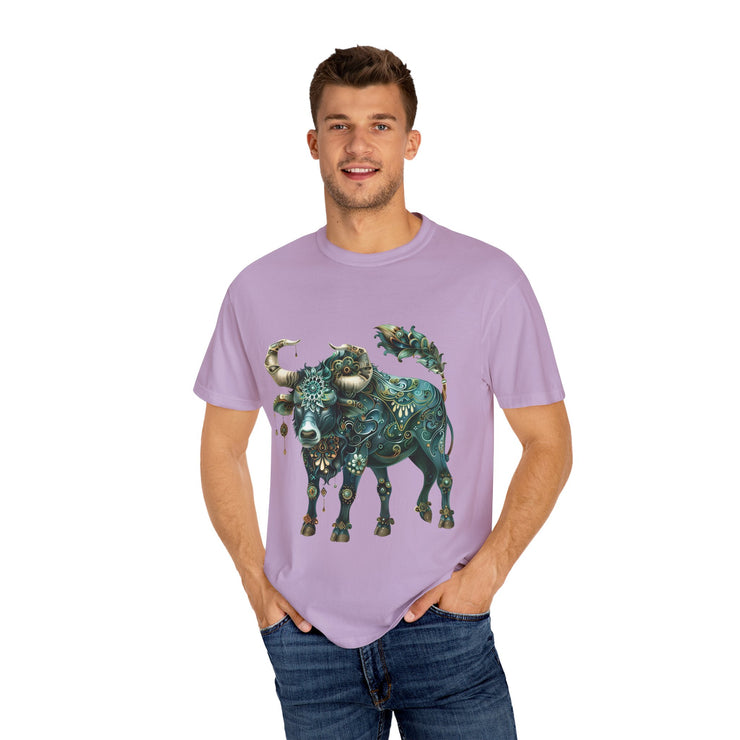 Bohemian Bull T-Shirt, Artistic Graphic Tee, Unisex Shirt for Cow Lovers, Gift for Occasions, Casual Wear, Eco-Friendly Style