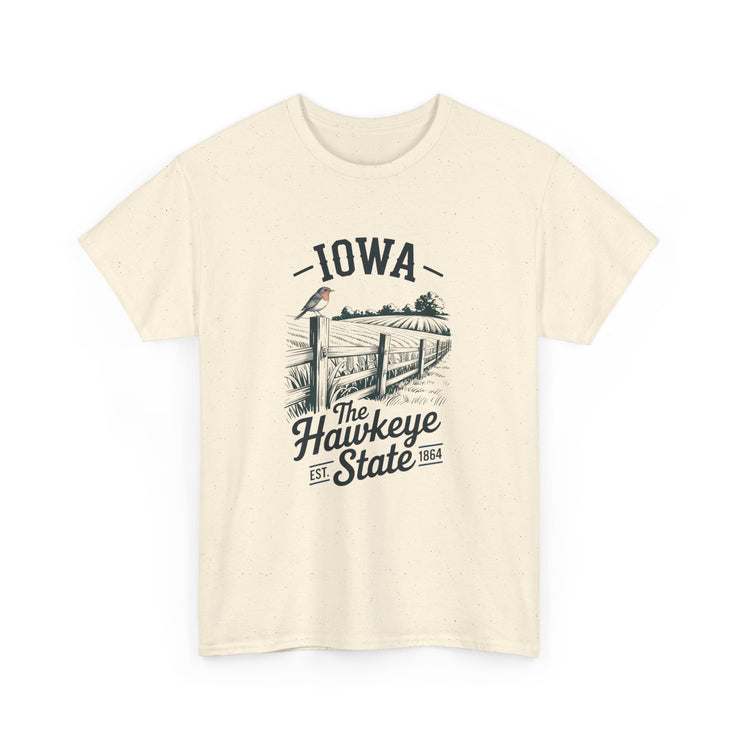 Iowa The Hawkeye State T-Shirt, Vintage Style Tee, Unisex Cotton Shirt, Iowa Pride Gift, USA States Design