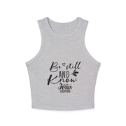 Be Still and Know Women's Crop Tank Top | Comfortable Bible Verse Apparel | Christian Design