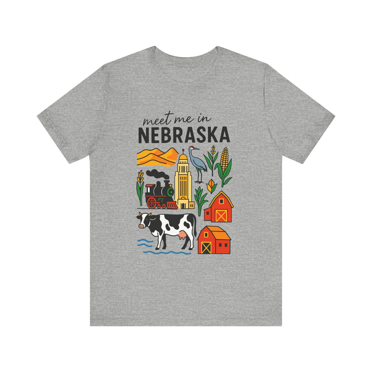 Nebraska Graphic Tee, Unisex Jersey Short Sleeve Tee, Souvenir Shirt, USA States Design
