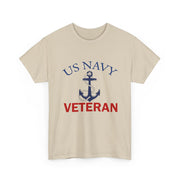 US Navy Veteran Unisex Heavy Cotton Tee, Military Pride Shirt, Veteran Gift, Casual Wear, Patriotic Apparel, Anchor Design T-Shirt
