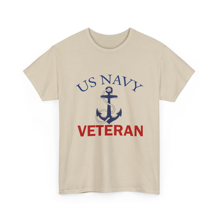 US Navy Veteran Unisex Heavy Cotton Tee, Military Pride Shirt, Veteran Gift, Casual Wear, Patriotic Apparel, Anchor Design T-Shirt