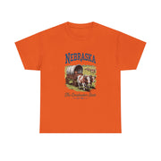 Nebraska Heritage Unisex Heavy Cotton Tee, Vintage State Shirt, Nebraska Flag Apparel, Midwest Pride T-Shirt, Cowpoke Style Tee, USA States Design