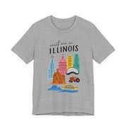 Illinois Graphic Tee | Unisex Short Sleeve T-Shirt, Illinois Souvenir Shirt, Travel Gift, Casual Wear, USA States Design
