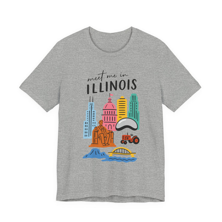 Illinois Graphic Tee | Unisex Short Sleeve T-Shirt, Illinois Souvenir Shirt, Travel Gift, Casual Wear, USA States Design
