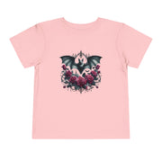 Toddler Halloween Bat Tee, Cute Toddler T-Shirt, Kids Halloween Apparel, Spooky Party Outfit, Bat and Roses Design