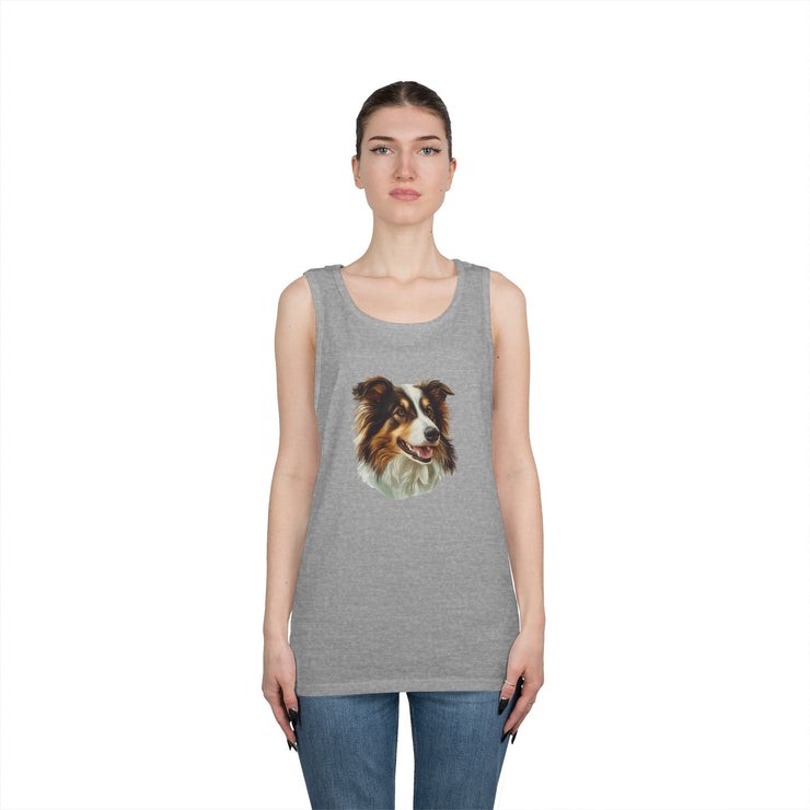 Dog Lover's Unisex Heavy Cotton Tank Top - Cute Pet Art, Custom Gift for Dog Owners, Summer Casual Wear, Animal Lover Apparel