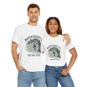Massachusetts Vintage Unisex Heavy Cotton Tee, Rustic State T-Shirt, Travel Souvenir, Casual Wear, Gift for Locals and Tourists