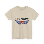 US Navy Winged Logo Unisex Heavy Cotton Tee, Military Apparel, Veteran Gift, Casual Wear, Patriotic Clothing, Gift for Him/Her