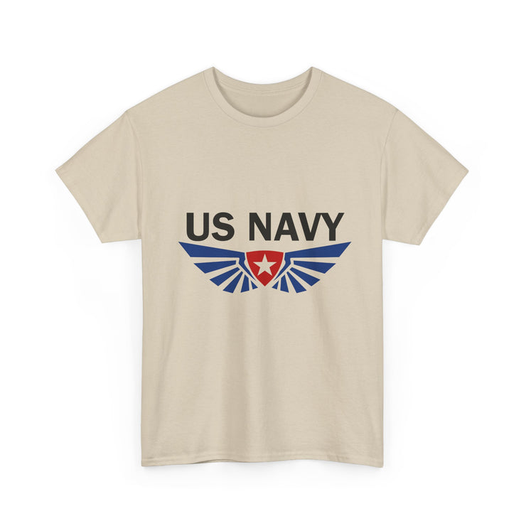 US Navy Winged Logo Unisex Heavy Cotton Tee, Military Apparel, Veteran Gift, Casual Wear, Patriotic Clothing, Gift for Him/Her
