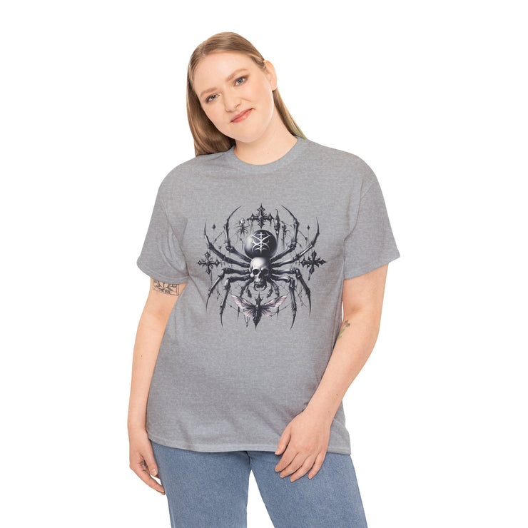 Gothic Spider Tee - Unisex Heavy Cotton Shirt for Halloween, Casual Wear, Unique Gift, Alternative Fashion, Edgy Apparel